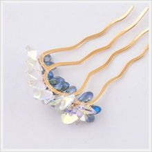 璀璨新飾，韓風盤發(fā)必備 新光飾品水晶花發(fā)梳新品促銷